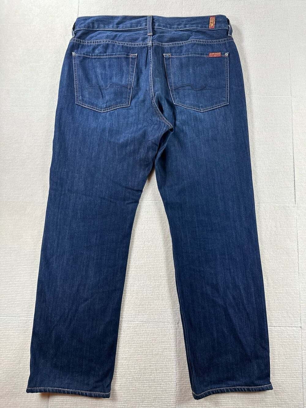 7 For All Mankind Standard Mens Blue Denim Jeans Size 32 Dark Wash 5 Pocket - Picture 2 of 10